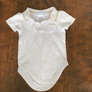 Janie and Jack polo w green/tan piping